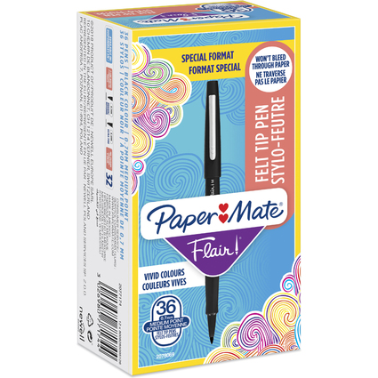 Paper:Mate Stylo feutre Flair Original, Value Pack, noir