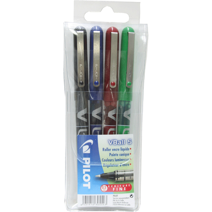 PILOT Stylo roller V Ball VB 5, tui de 4 stylos roller