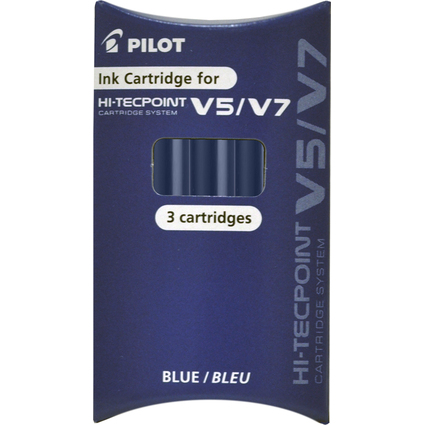 PILOT Cartouches d'encre pour Stylo roller V5/V7, bleu