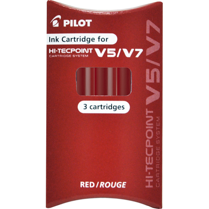 PILOT Cartouches d'encre pour Stylo roller V5/V7, rouge