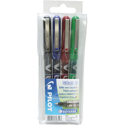 PILOT Stylo roller V Ball VB 7, tui de 4, assorti