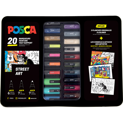 POSCA Marqueur  pigment "Street art", mallette mtal de 20