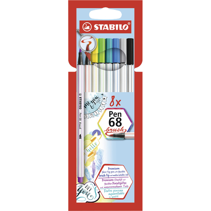 STABILO Feutre pinceau Pen 68 brush, tui en carton de 8