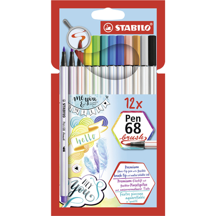 STABILO Feutre pinceau Pen 68 brush, tui en carton de 12