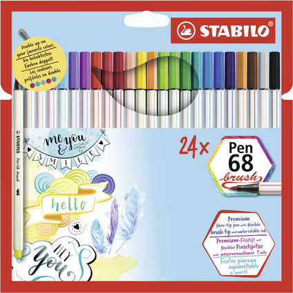 STABILO Feutre pinceau Pen 68 brush, tui en carton de 24