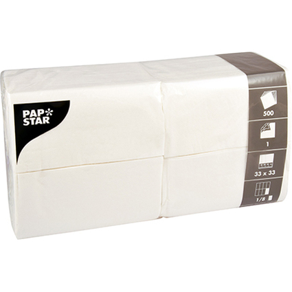 PAPSTAR Serviettes Bistro, 330 x 330 mm, 1 couche, blanc