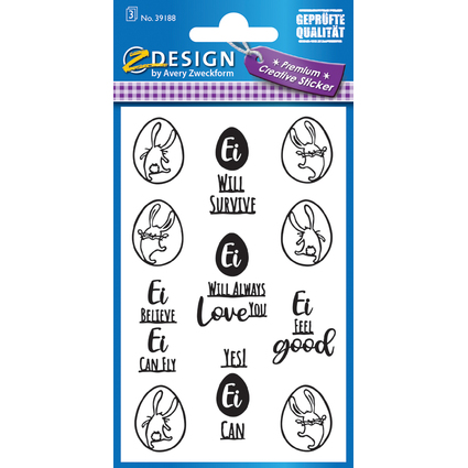 AVERY Zweckform ZDesign Sticker de Pques "Message de Pques