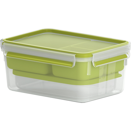 emsa Bote repas XL CLIP & GO, 2,3 litres, transparent/vert