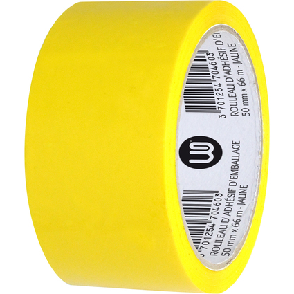 Wonday Ruban adhsif d'emballage, en PP, 50 mm x 66 m, jaune