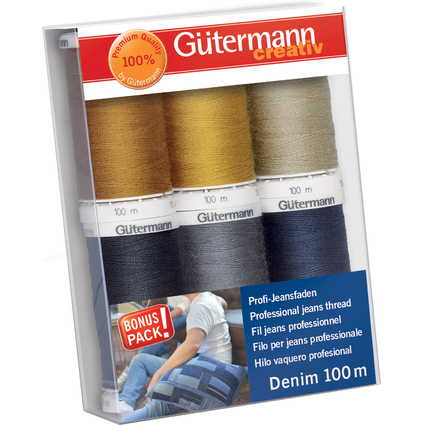 Gtermann Set de fils  coudre "Denim", 6 bobines