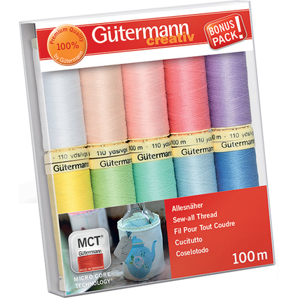 Gtermann Set de fils  coudre "Couleurs pastel", 10 bobines