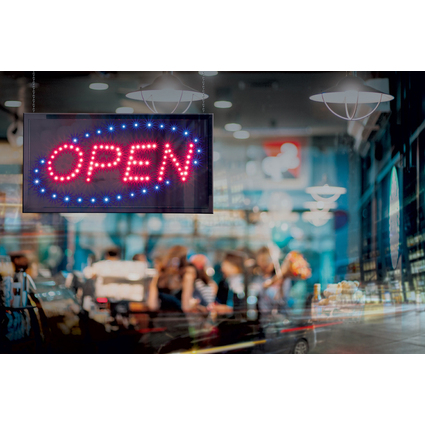 Securit Panneau publicitaire  LED "OPEN", 2 couleurs vives