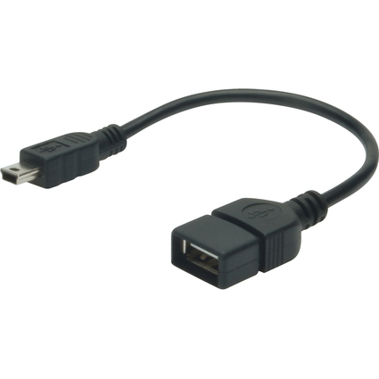 DIGITUS Cble adaptateur USB 2.0, mini USB-B - USB-A, 0,2 m