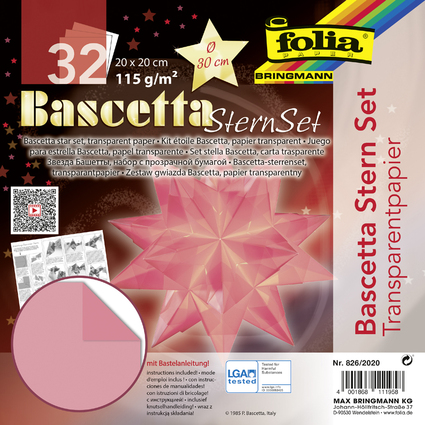 folia Feuille de papier  plier Etoile Bascetta, rose