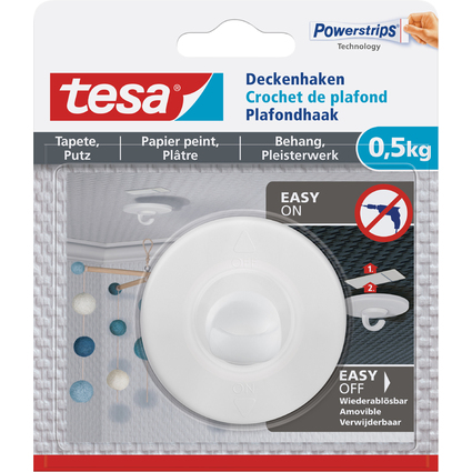 tesa Powerstrips Crochet fixation plafond, 0,5 kg