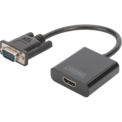 DIGITUS Convertisseur VGA - HDMI + Audio, noir