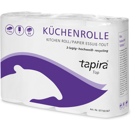 Tapira Rouleau papier essuie-tout Top, 3 plis, extra blanc