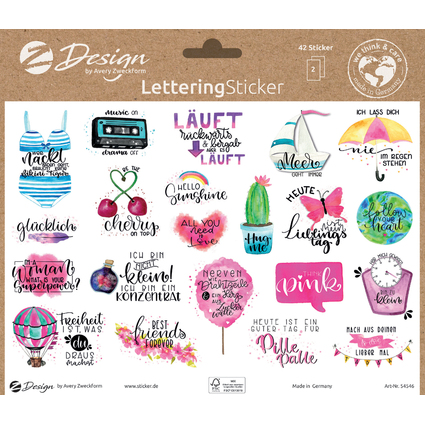 AVERY Sticker tendance ZDesign LETTERING, expressions