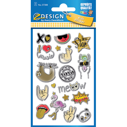 AVERY Zweckform ZDesign Sticker en relief KIDS "Symboles"