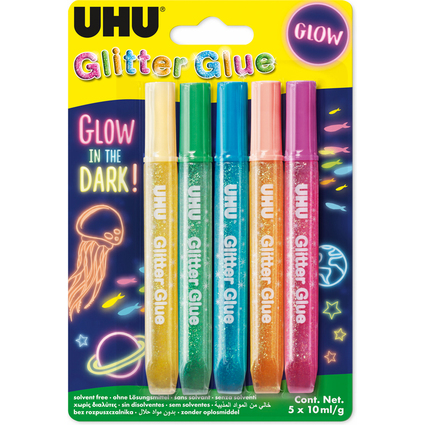 UHU Colle  paillettes Glitter Glue "GLOW IN THE DARK"