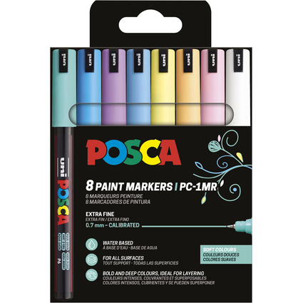 POSCA Marqueur  pigment PC1MR, tui de 8, couleurs douces