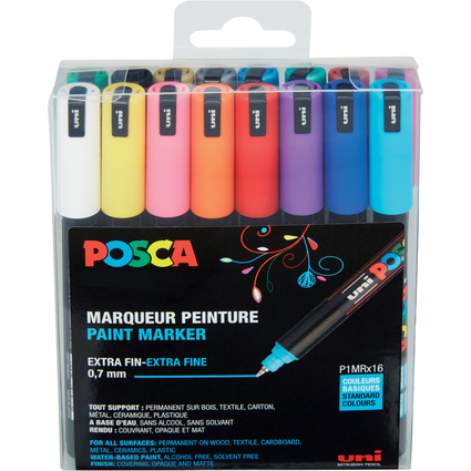 POSCA Marqueur  pigment PC-1MR, pochette de 16, assorti