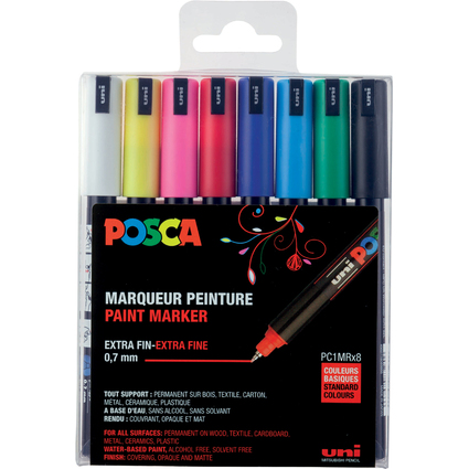 POSCA Marqueur  pigment PC-1MR, pochette de 8, assorti
