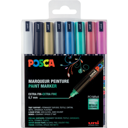 POSCA Marqueur  pigment PC-1MR, pochette de 8, assorti