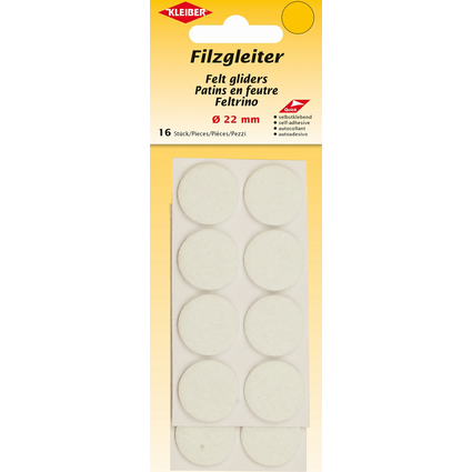 KLEIBER Patins en feutre, diamtre : 22 mm, blanc