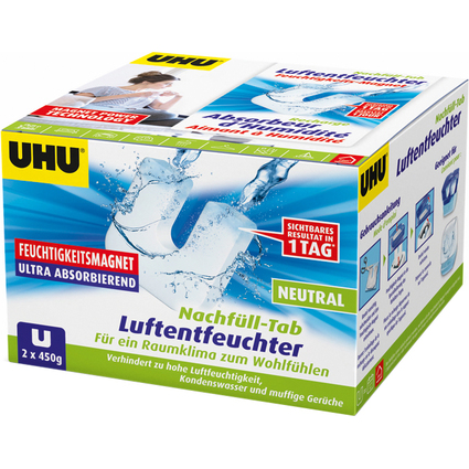 UHU Recharge NEUTRE pour absorbeur d'humidit, 2 x 450 g