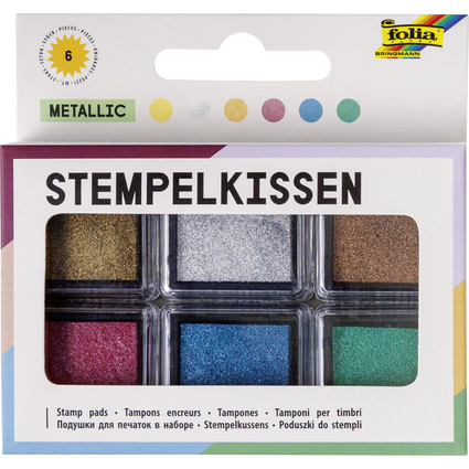 folia Tampon encreur set "Metallic", 6 couleurs assorties