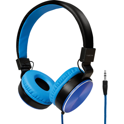 LogiLink Casque stro, pliable, noir/bleu