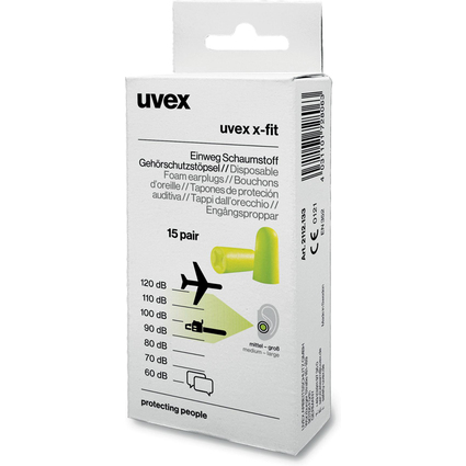 uvex Bouchon  usage unique antibruit x-fit, citron vert
