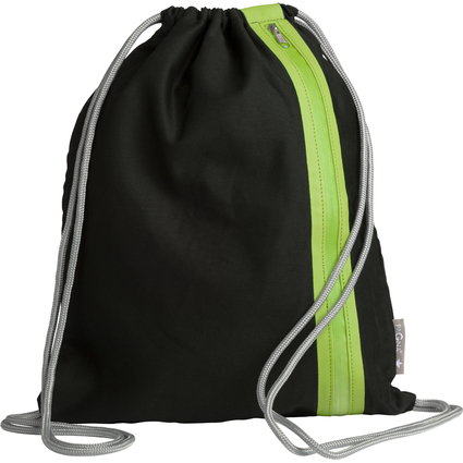 PAGNA Sac de sport  cordelette "Go", noir / vert tilleul