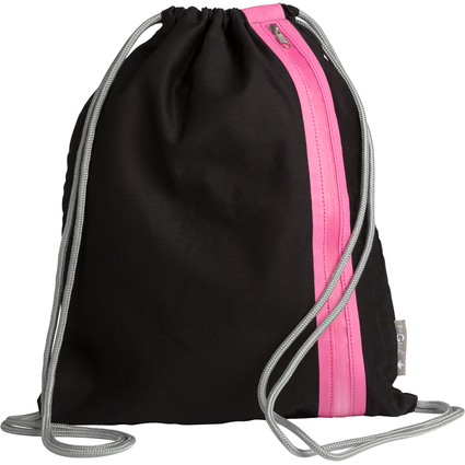 PAGNA Sac de sport  cordelette "Go", noir / rose fonc