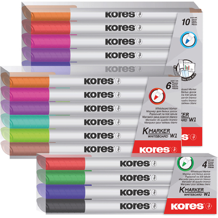 Kores Marqueur non permanent "K MARKER W1", tui de 4