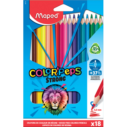 Maped Crayon de couleur COLOR'PEPS STRONG, tui carton de 18