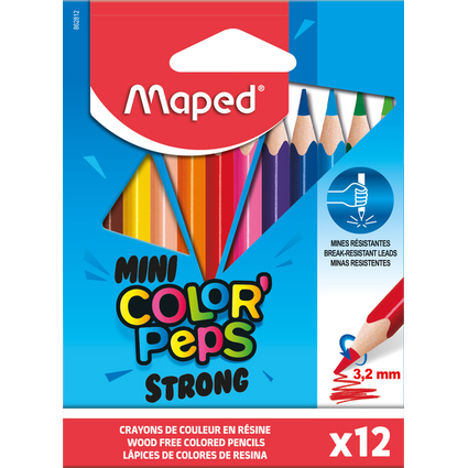 Maped Crayon de couleur COLOR'PEPS STRONG MINI, tui de 12