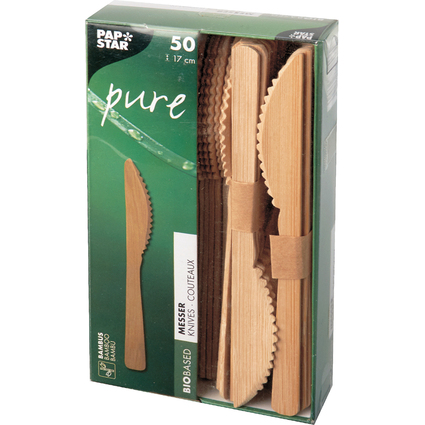 PAPSTAR Couteau en bambou "pure", longueur: 170 mm, par 50