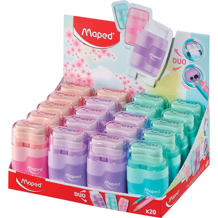 Maped Taille-crayon/gomme Connect Duo PASTEL, par 20