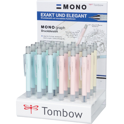 TOMBOW Porte-mines "MONO graph" Pastel, prsentoir de 24