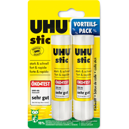 UHU Bton de colle stic, blister 2 x 21 g Pack promo