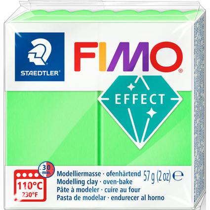 FIMO EFFECT Pte  modeler, cuisson au four, vert fluo