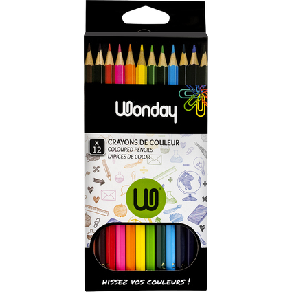 Wonday Crayons de couleur, tui carton de 12
