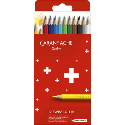 CARAN D'ACHE Crayons de couleur Swisscolor,tui carton de 12