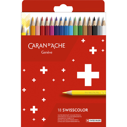 CARAN D'ACHE Crayons de couleur Swisscolor,tui carton de 18