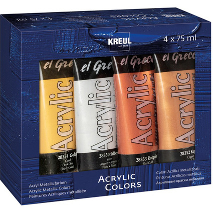 KREUL Peinture acrylique el Greco Acrylic Metallic, set de 4