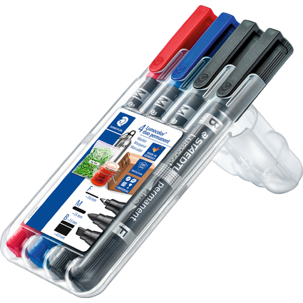 STAEDTLER Marqueur permanent Lumocolor duo, tui de 4