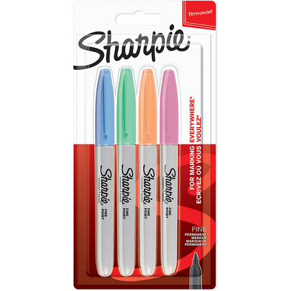 Sharpie Marqueur permanent FINE "Pastel", blister de 4