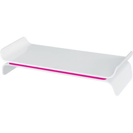 LEITZ Support pour cran Ergo WOW, en plastique, blanc/rose